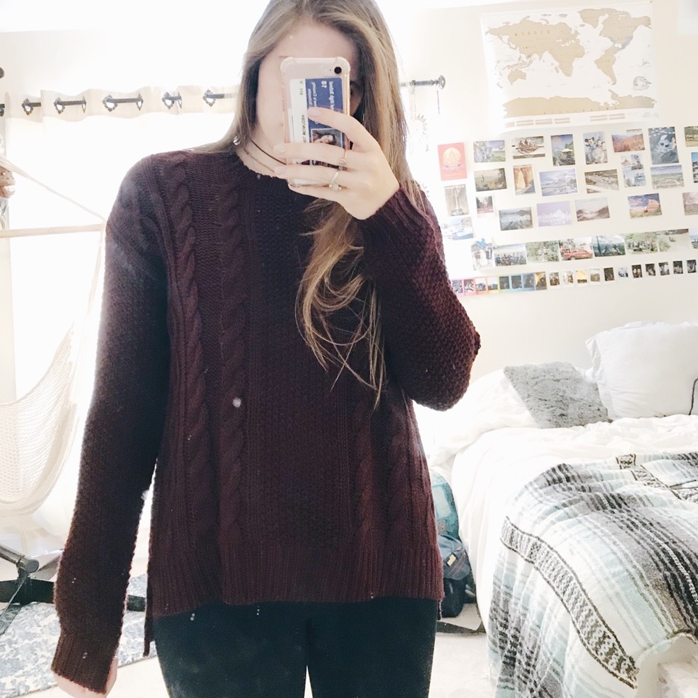 Comfy Maroon Knit Sweater